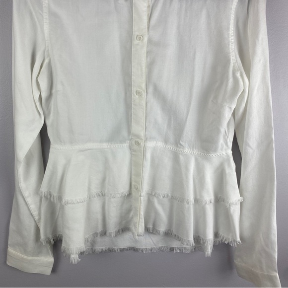 BELLA Dahl White Tencel Fringe Button Down Shirt XS - Picture 4 of 10